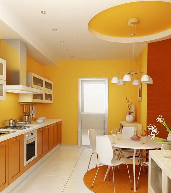 Kuchnia pomalowana na pomarańczowo